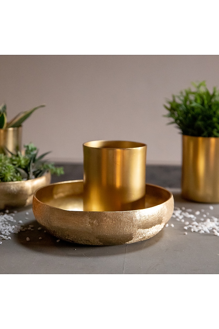 Gold Handcrafted Bowl & Pot (Set of 1 Bowl & 1 Pot) by Logam at Pernia's Pop Up Shop