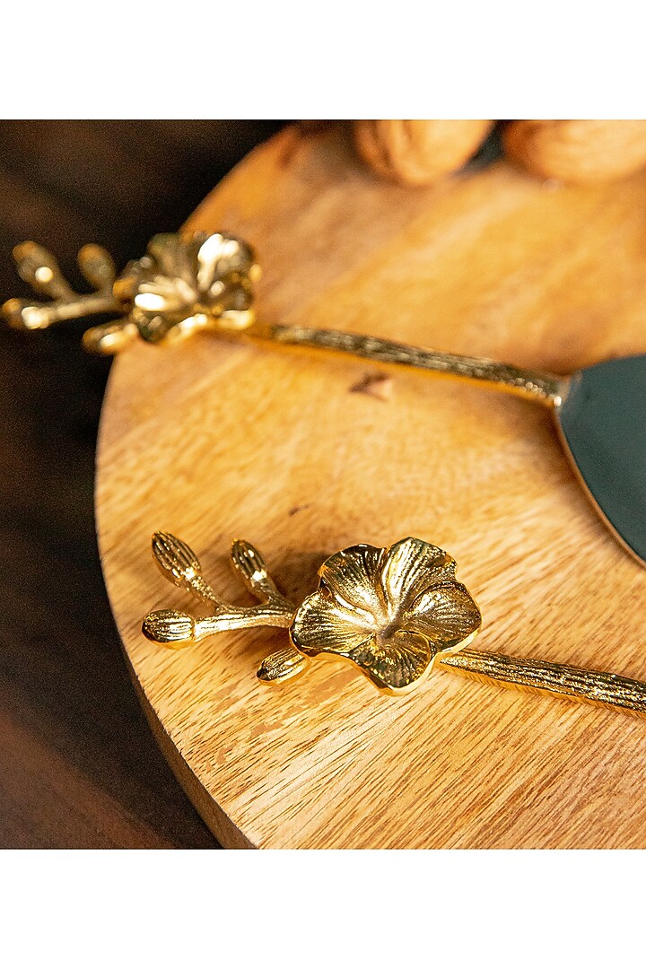 Gold & Nickel Cake Serving Set (Set of 2) by Logam at Pernia's Pop Up Shop