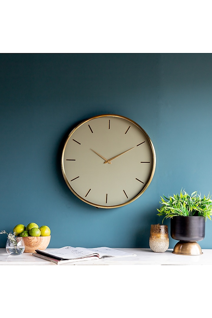 Sage Green & Gold Wall Clock by Logam