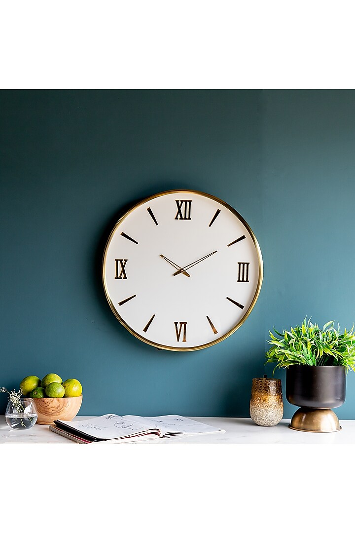 White & Gold Wall Clock by Logam