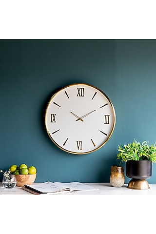 White & Gold Wall Clock by Logam