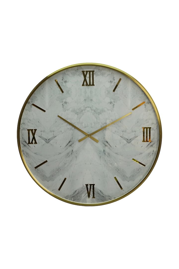 White & Gold Marble Face Wall Clock by Logam