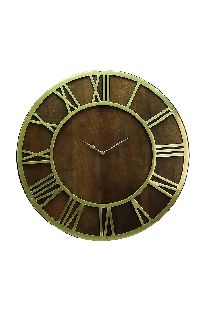 Dark Wood & Gold Wall Clock by Logam