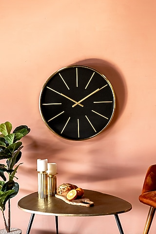 Black Mild Steel & Glass Wall Clock by Logam