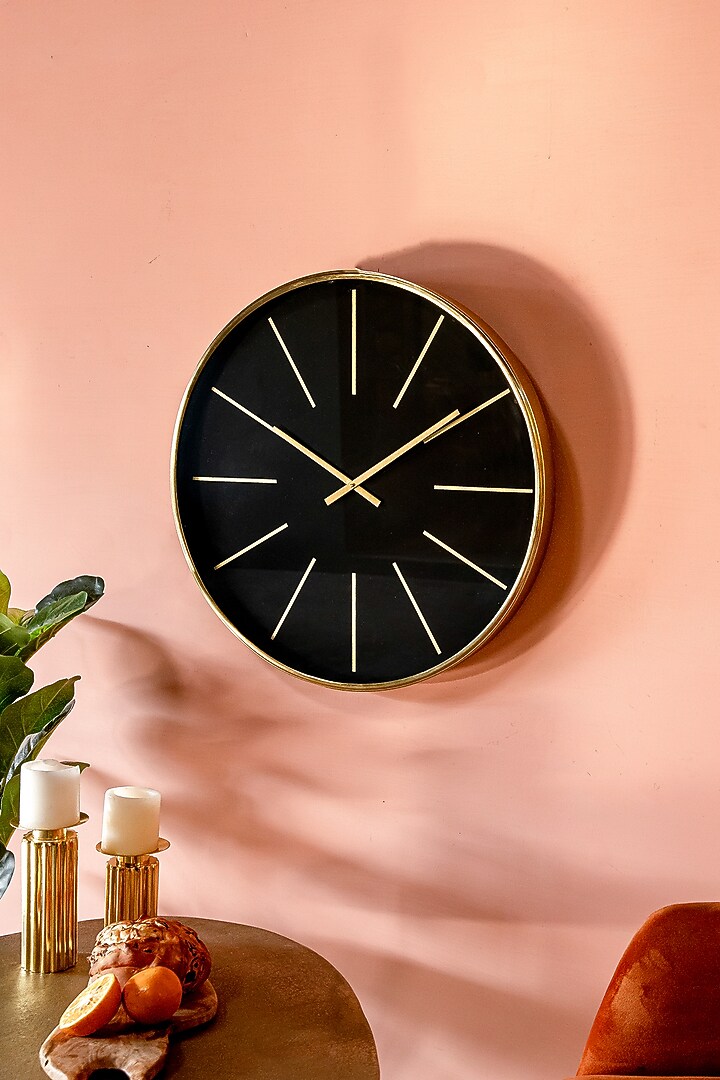 Black Mild Steel & Glass Wall Clock by Logam at Pernia's Pop Up Shop