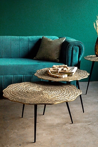 Gold & Black Aluminium Nesting Table Set by Logam