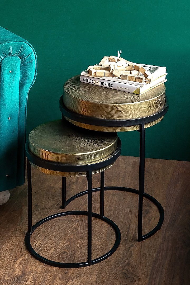 Gold & Black Mild Steel Nesting Table Set by Logam