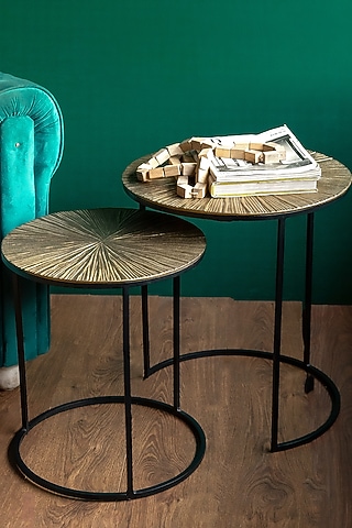 Gold Aluminium & Mild Steel Nesting Table Set by Logam