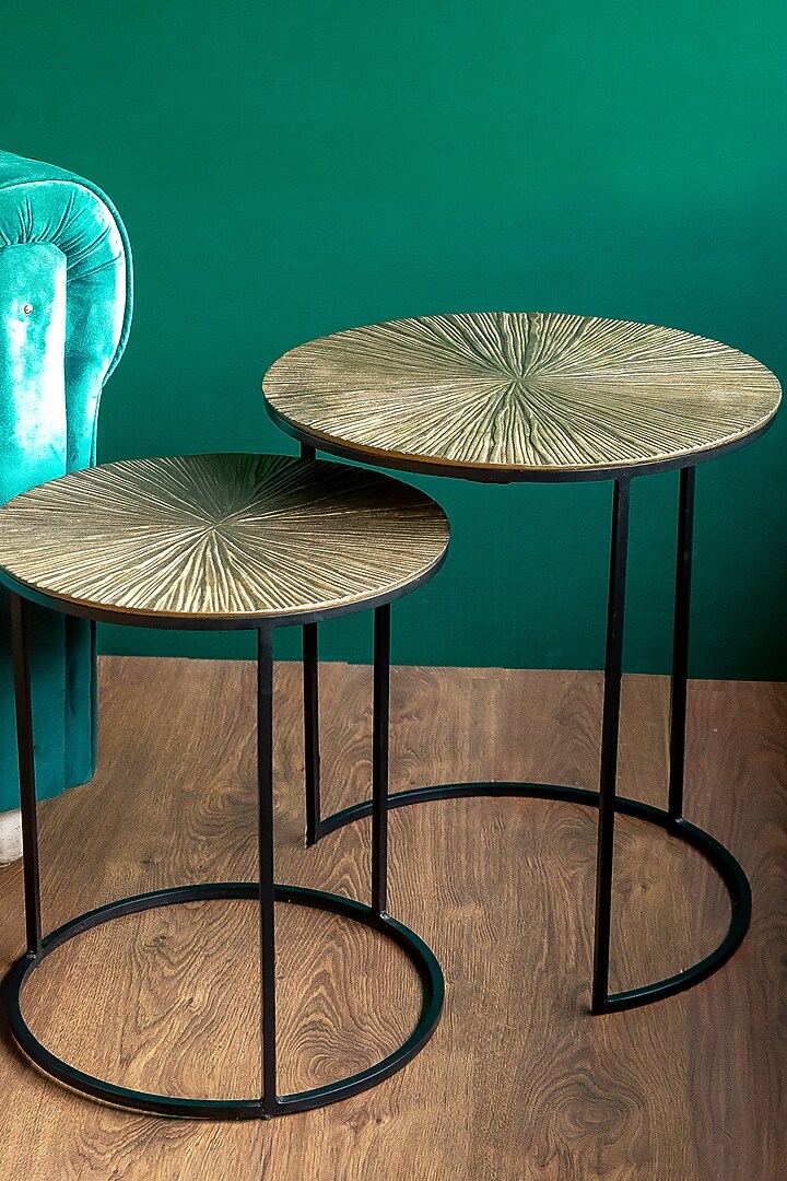 Gold Aluminium & Mild Steel Nesting Table Set by Logam at Pernia's Pop Up Shop