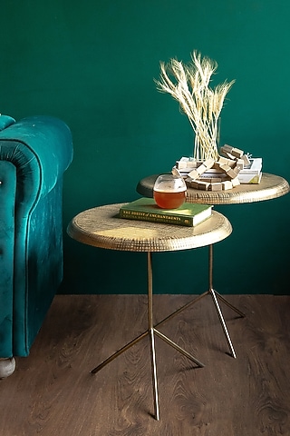 Shiny Gold Aluminium Nesting Table Set by Logam