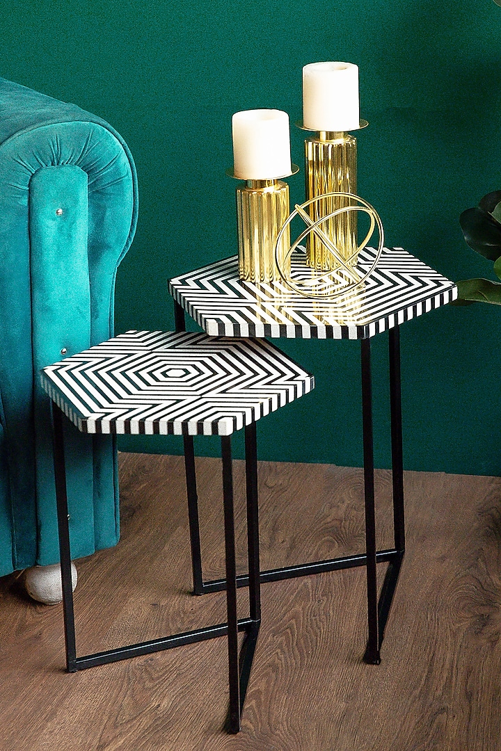 Black & White Mild Steel Nesting Table Set by Logam at Pernia's Pop Up Shop