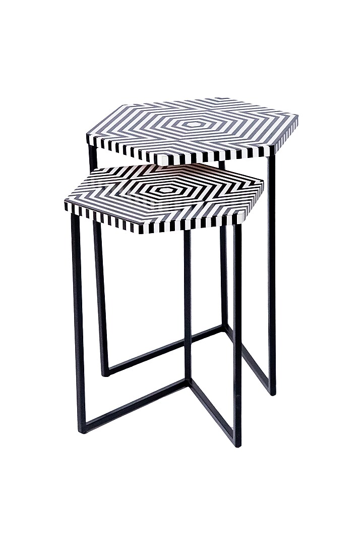 Black & White Mild Steel Nesting Table Set by Logam at Pernia's Pop Up Shop