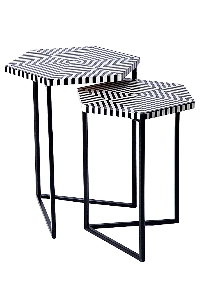 Black & White Mild Steel Nesting Table Set by Logam at Pernia's Pop Up Shop