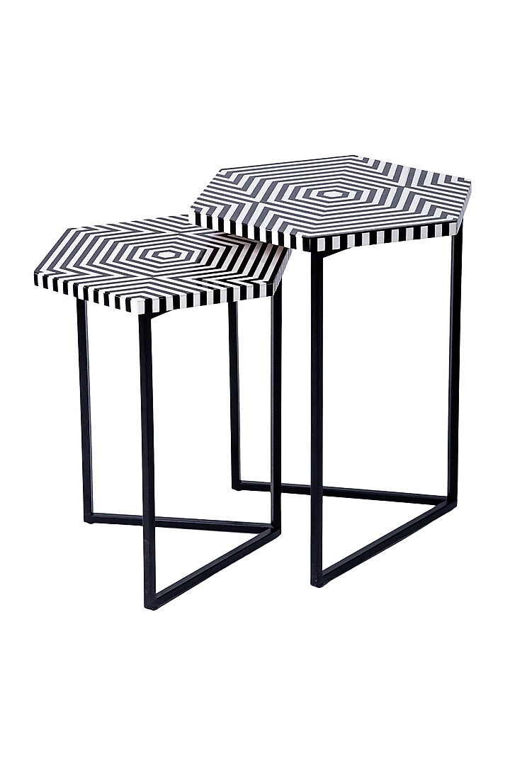 Black & White Mild Steel Nesting Table Set by Logam at Pernia's Pop Up Shop