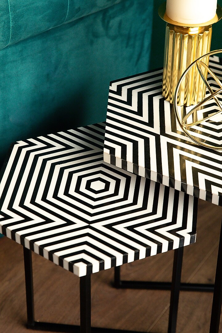 Black & White Mild Steel Nesting Table Set by Logam at Pernia's Pop Up Shop