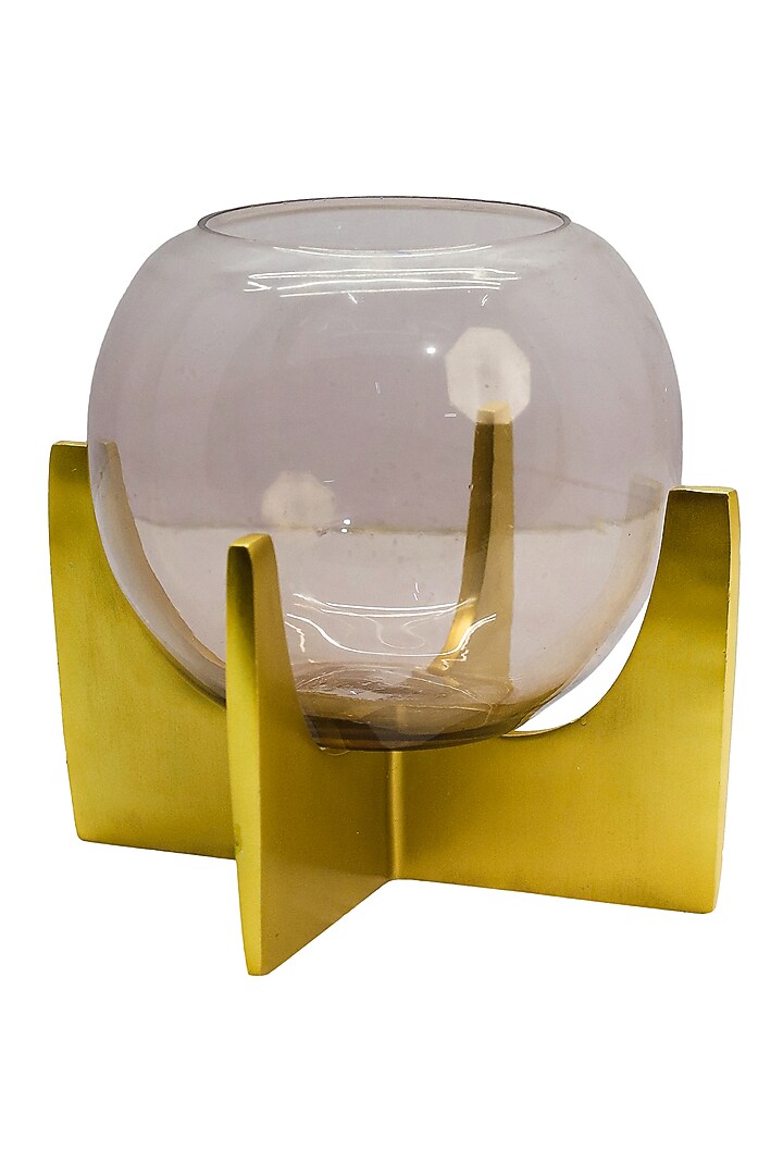 Shiny Gold & Brown Cece Candle Holder by Logam at Pernia's Pop Up Shop