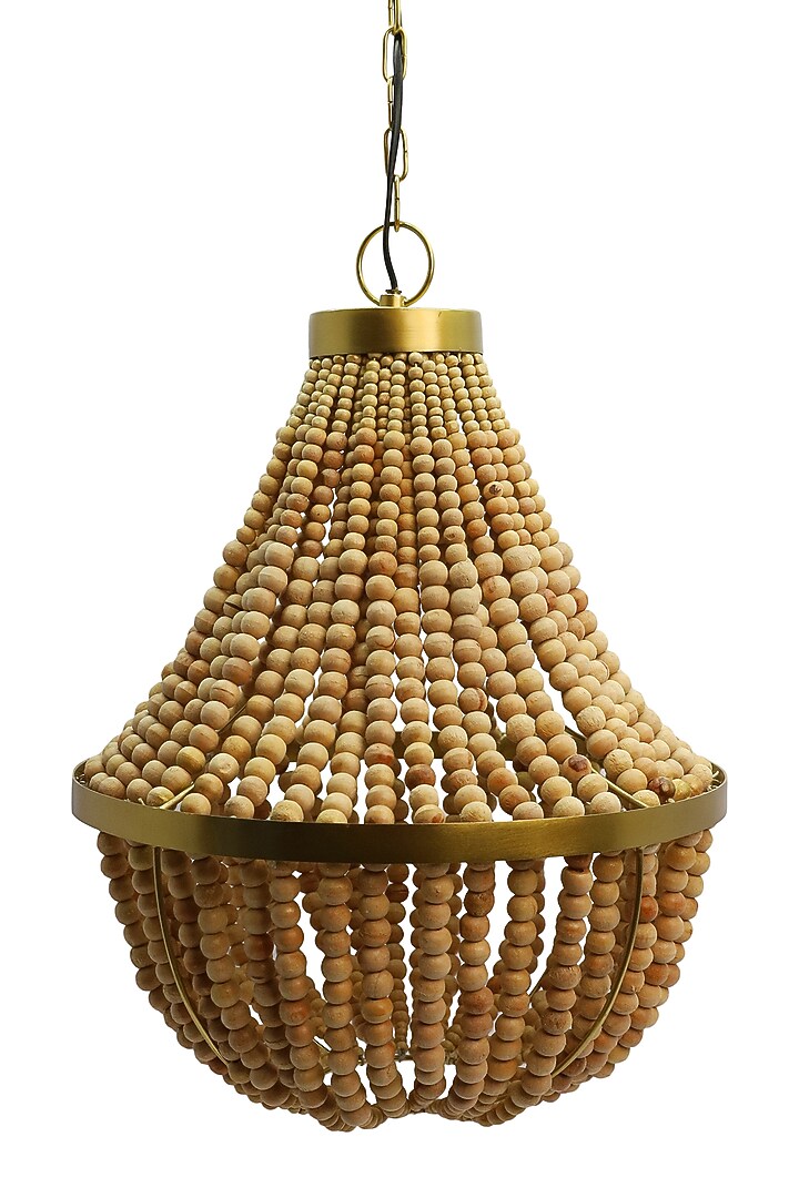 Natural Wood & Shiny Gold Kahuzi Pendant Light by Logam at Pernia's Pop Up Shop