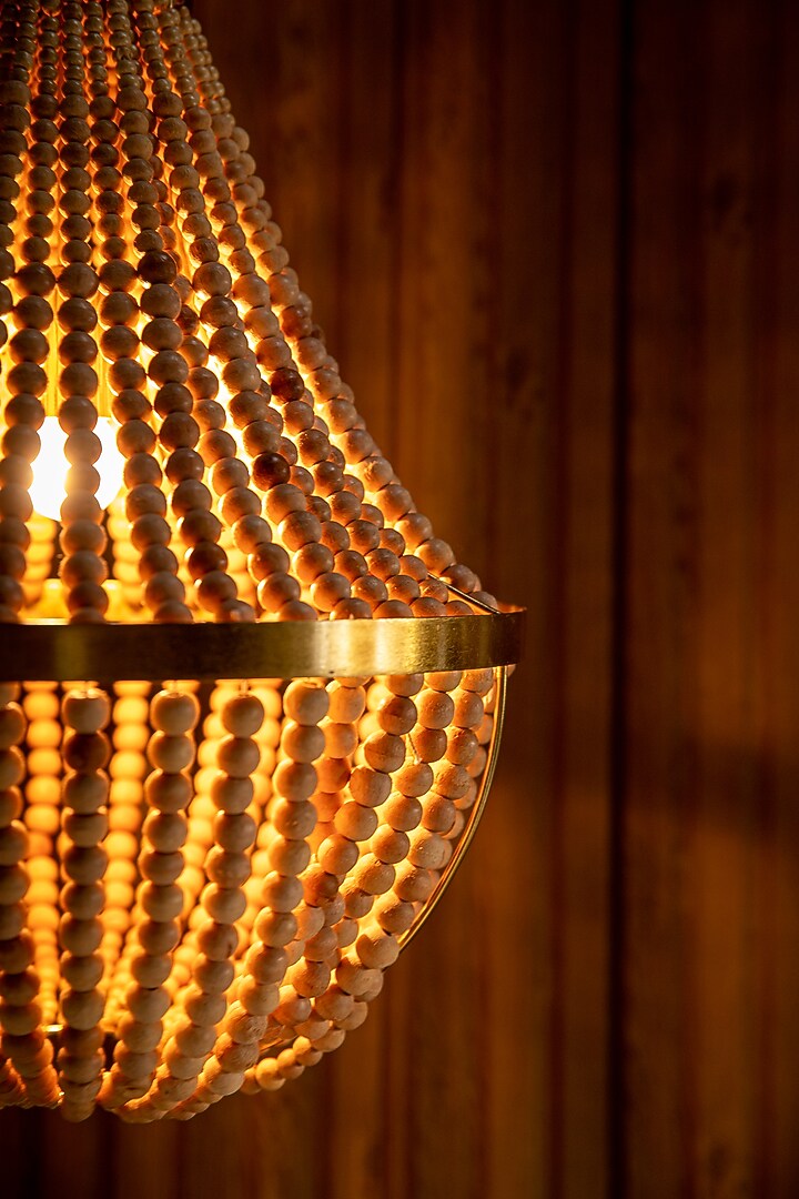 Natural Wood & Shiny Gold Kahuzi Pendant Light by Logam at Pernia's Pop Up Shop