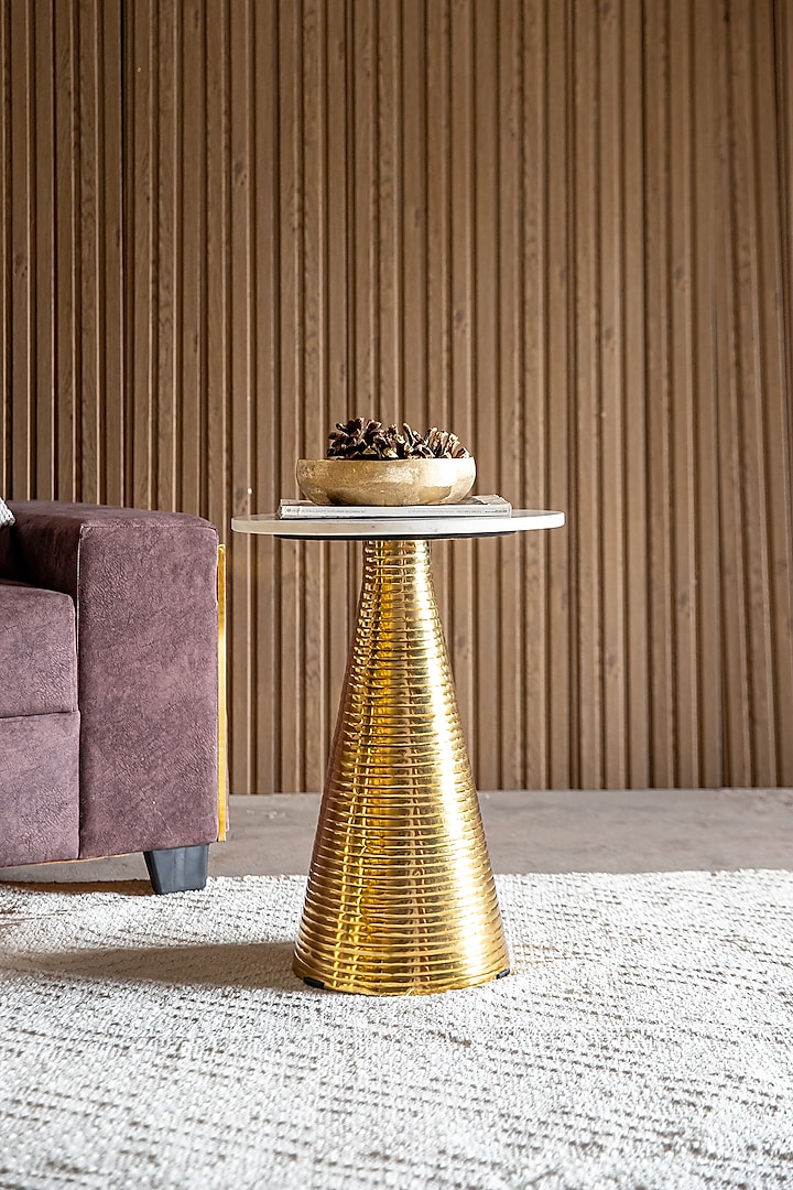 Shiny Gold & White Solana Accent Table by Logam
