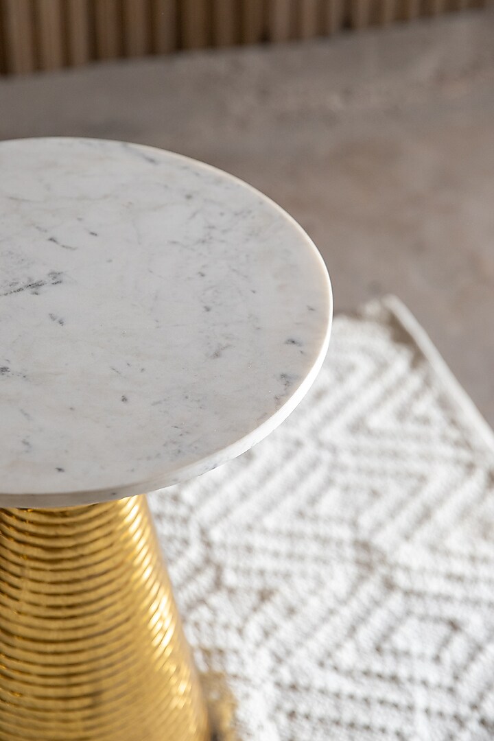 Shiny Gold & White Solana Accent Table by Logam at Pernia's Pop Up Shop