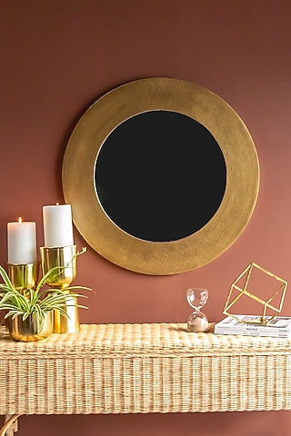 Gold Alluminium Round Marlee Mirror by Logam