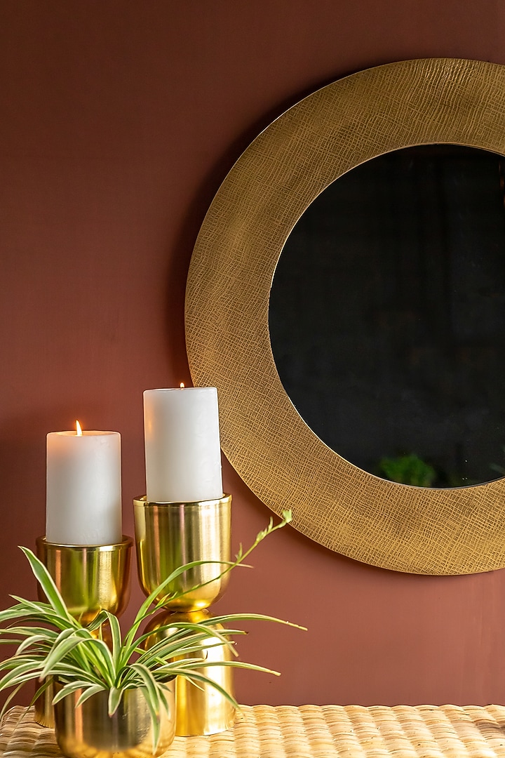 Gold Alluminium Round Marlee Mirror by Logam at Pernia's Pop Up Shop