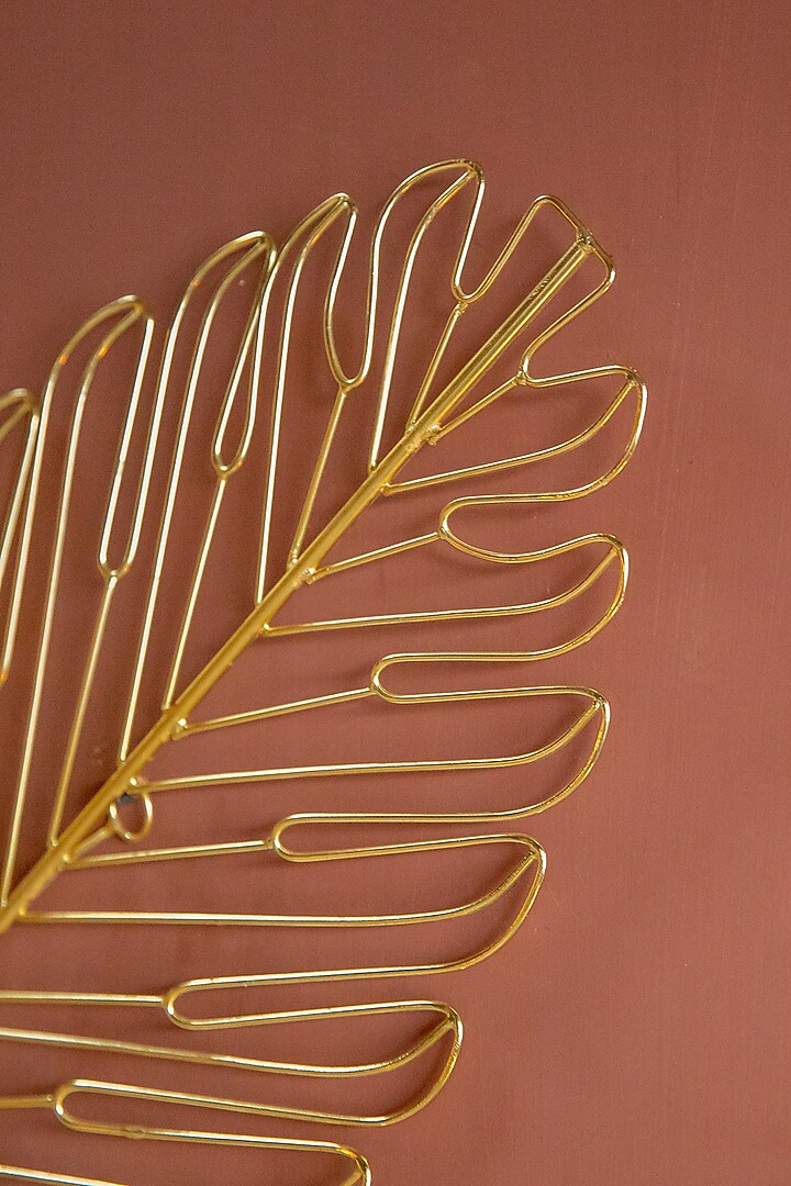 Gold Mild Steel Leaves Wall Decor Set by Logam at Pernia's Pop Up Shop