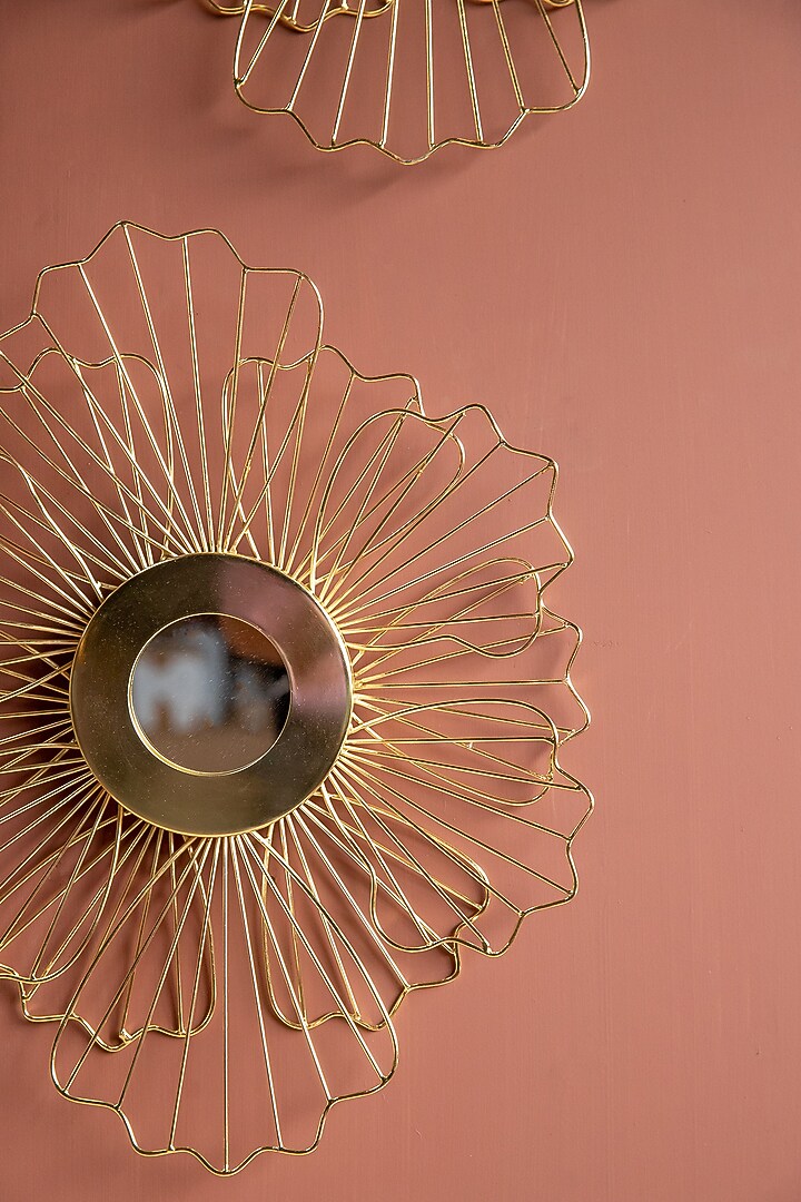 Gold Mild Steel & Mirror Bloom Wall Decor Set by Logam at Pernia's Pop Up Shop