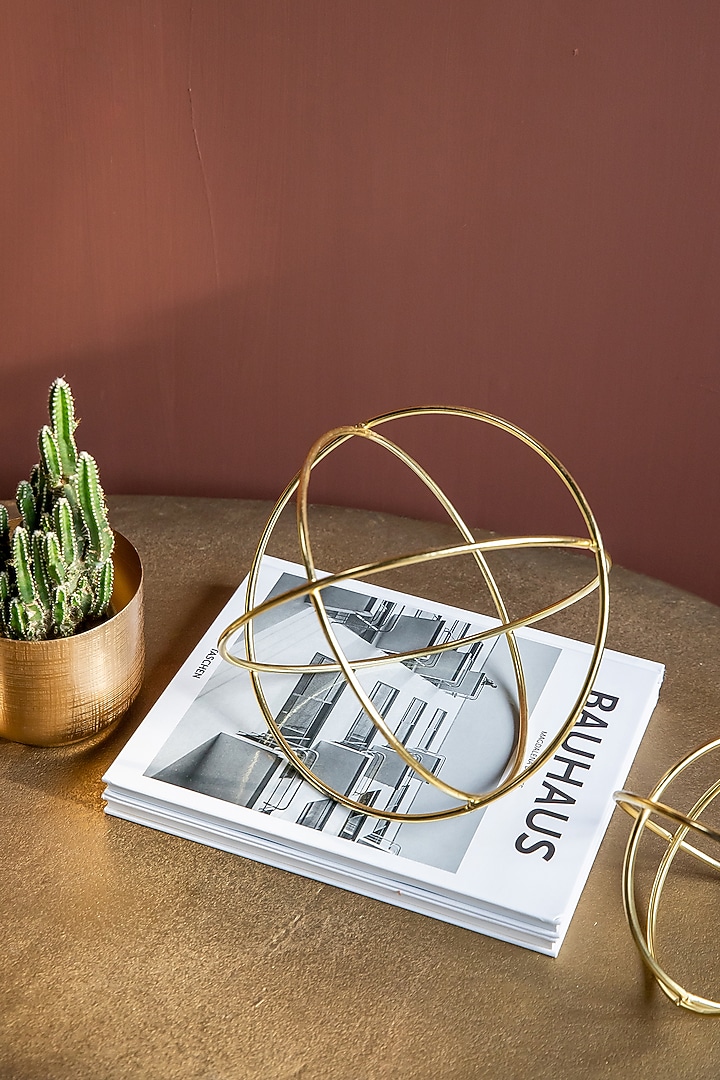 Gold Mild Steel Theo Sphere Showpiece by Logam at Pernia's Pop Up Shop