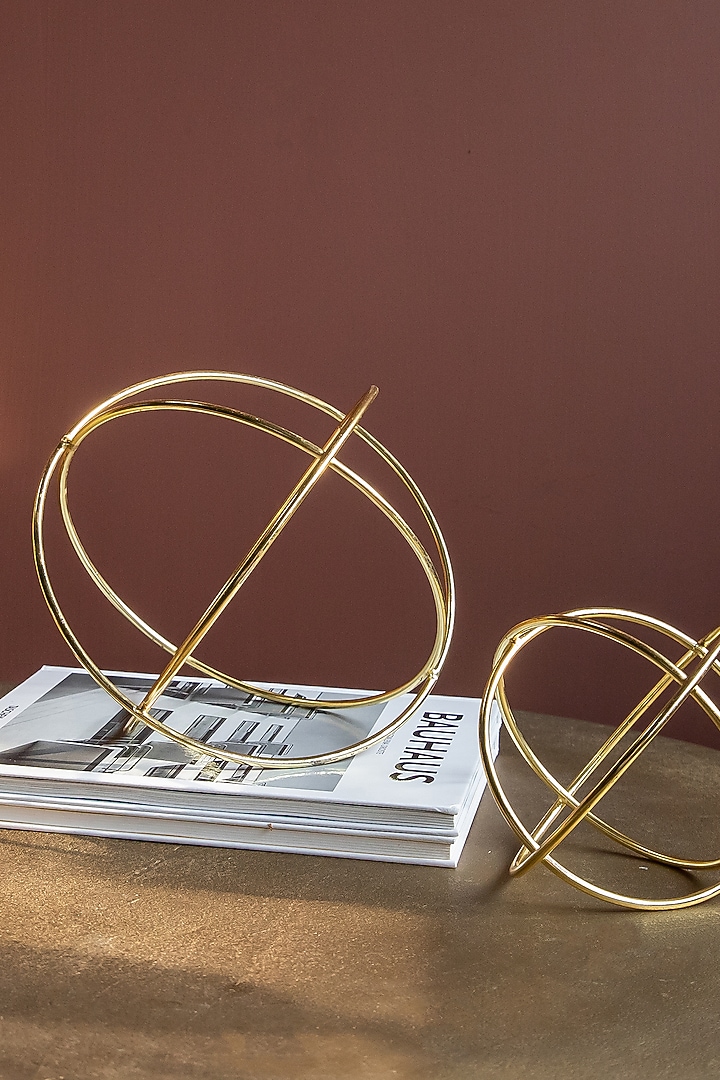 Gold Mild Steel Theo Sphere Showpiece by Logam at Pernia's Pop Up Shop
