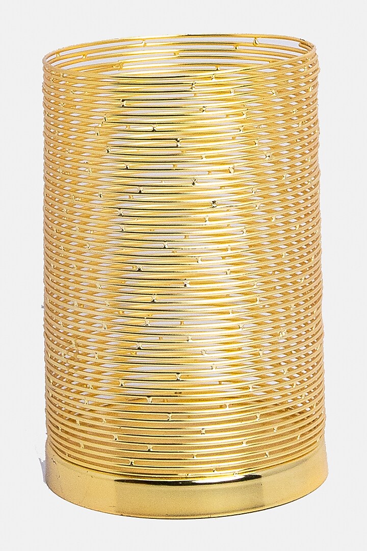 Gold Stainless Steel Candle Holder by Logam at Pernia's Pop Up Shop