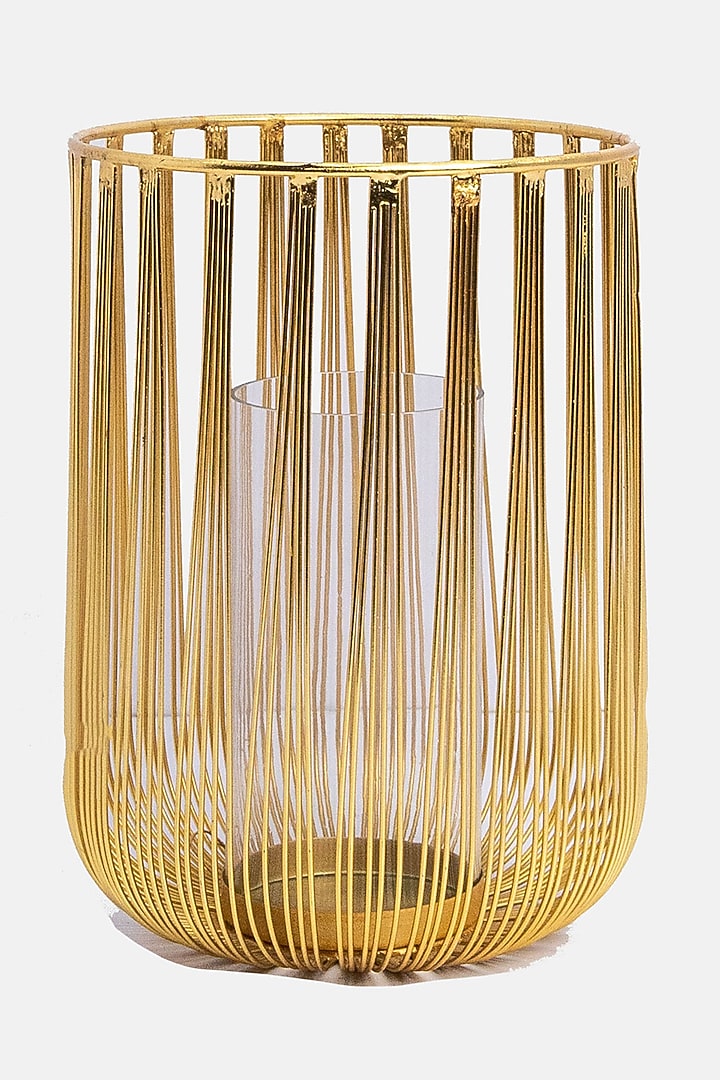 Gold Iron & Glass Candle Holder by Logam at Pernia's Pop Up Shop