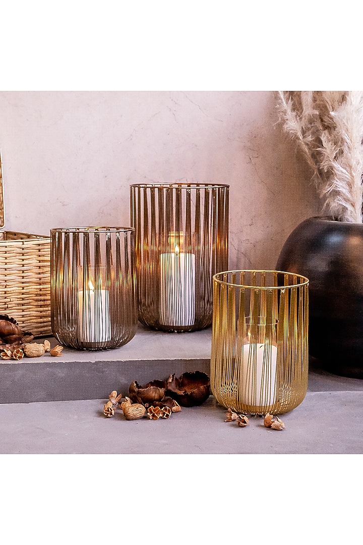 Gold Iron & Glass Candle Holder by Logam at Pernia's Pop Up Shop