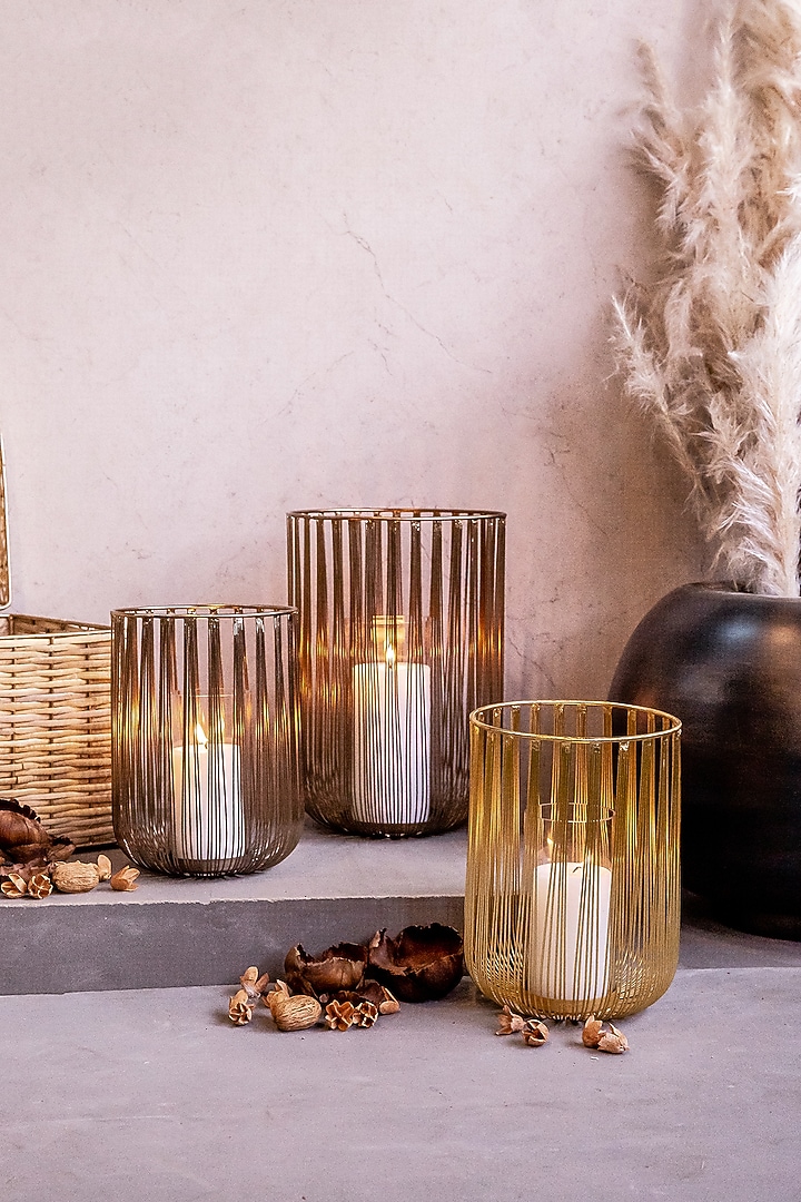 Gold Iron & Glass Candle Holder by Logam at Pernia's Pop Up Shop