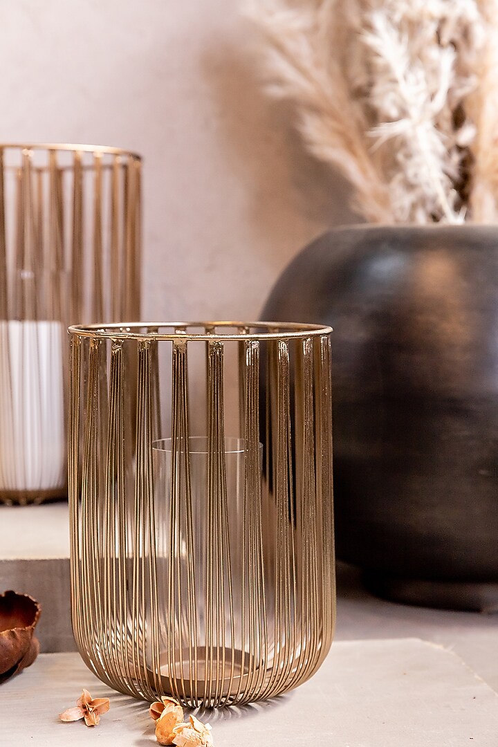 Antique Copper Iron & Glass Candle Holder by Logam at Pernia's Pop Up Shop
