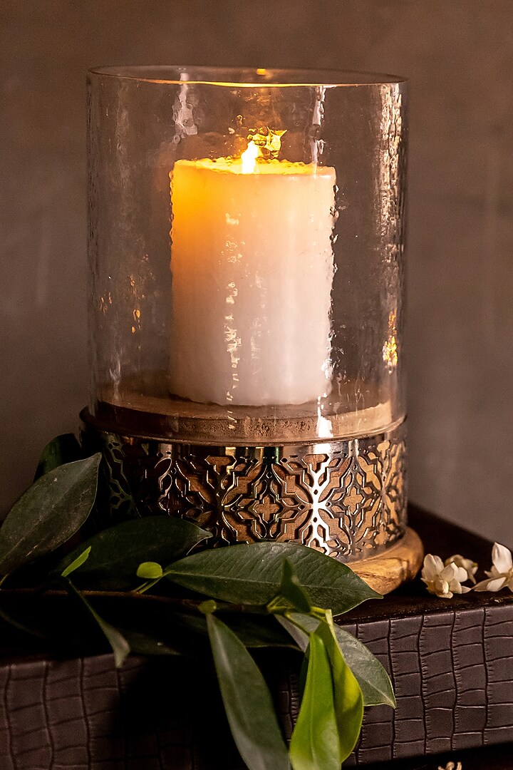 Antique Copper Aluminium & Glass Candle Holder by Logam at Pernia's Pop Up Shop