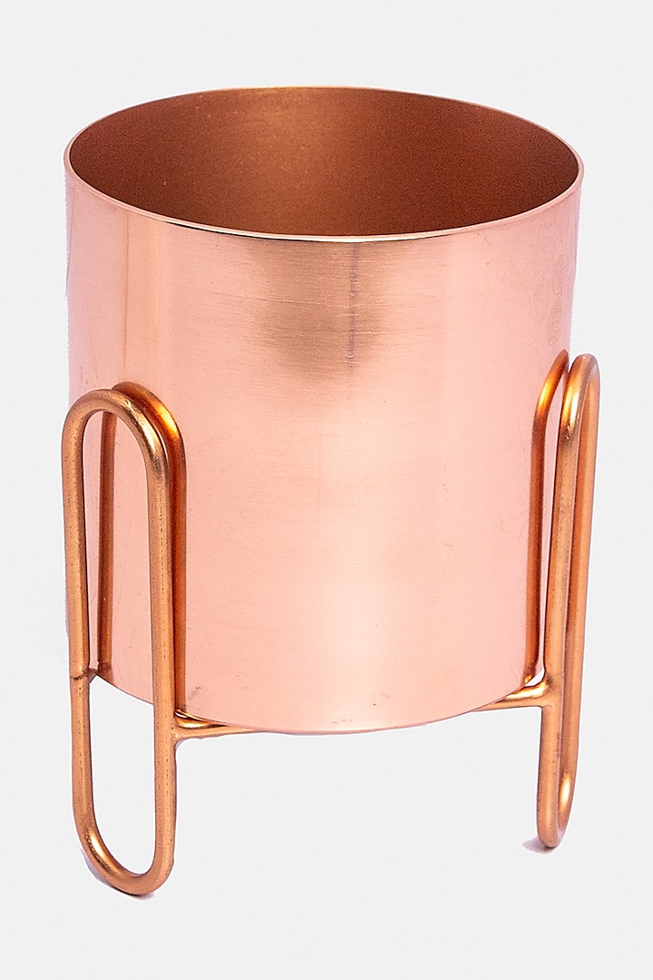 Shiny Copper Iron & Aluminium Tabletop Planter by Logam
