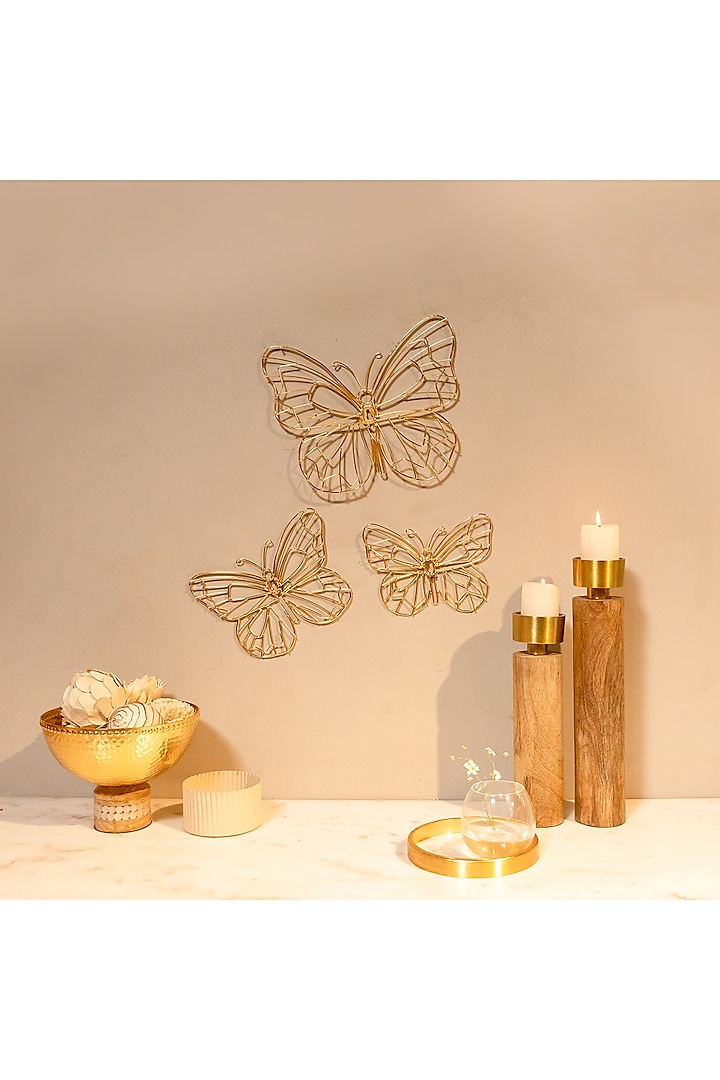 Gold Butterfly Wall Art (Set of 3) by Logam