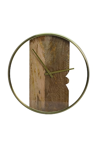 Gold & Brown Wall Clock by Logam
