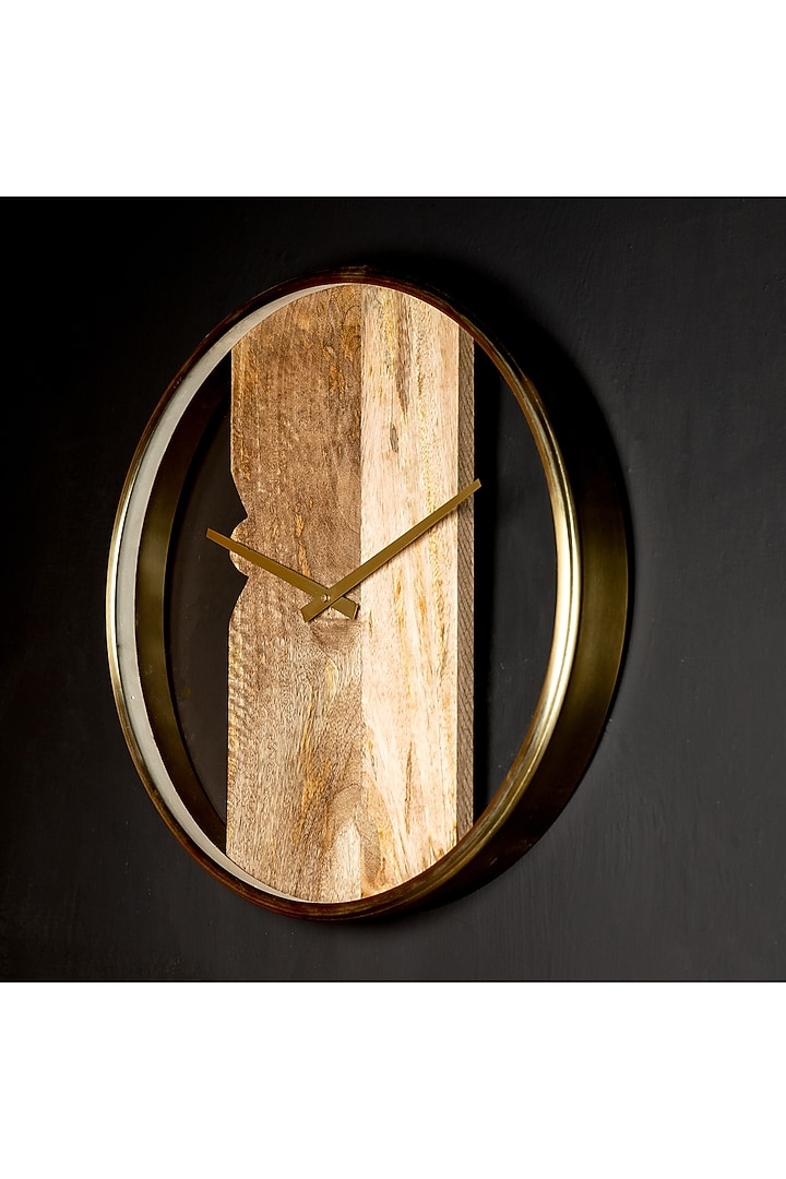 Gold & Brown Wall Clock by Logam at Pernia's Pop Up Shop
