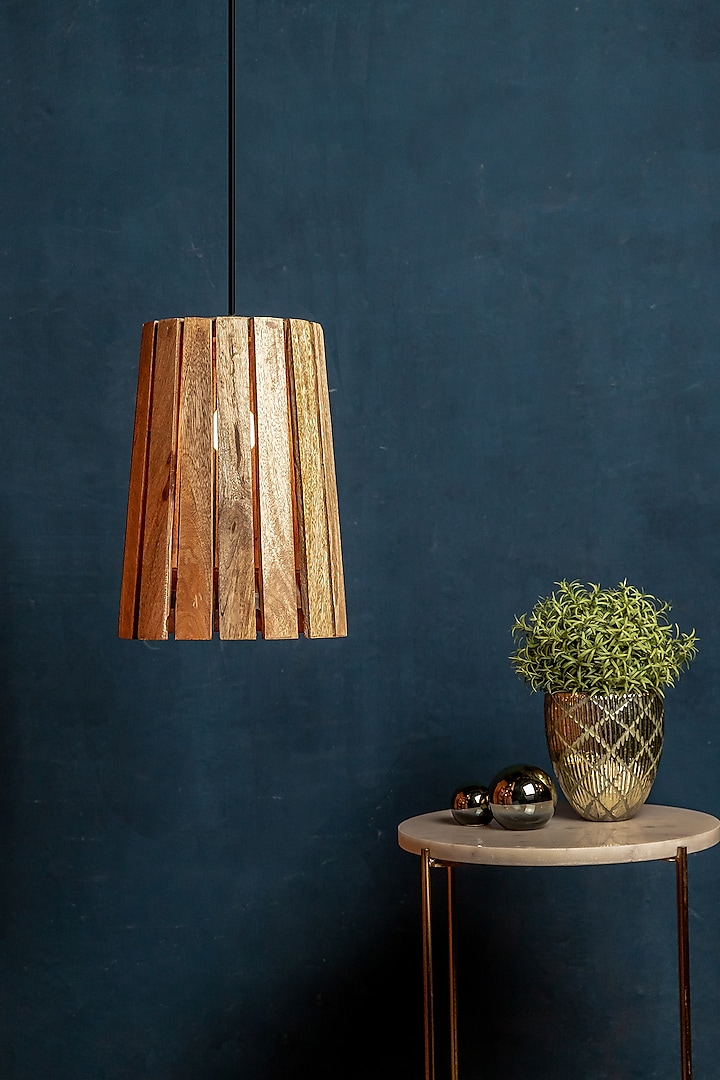 Natural Wood Hanging Lamp by Logam