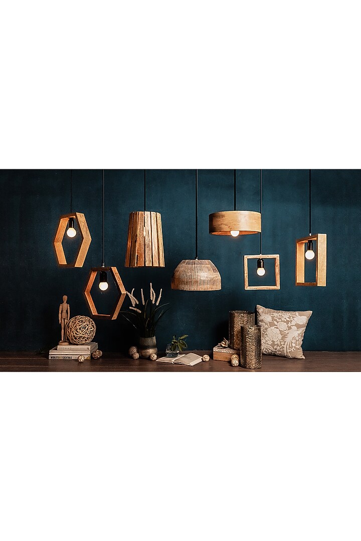 Natural Wood Hanging Lamp by Logam at Pernia's Pop Up Shop