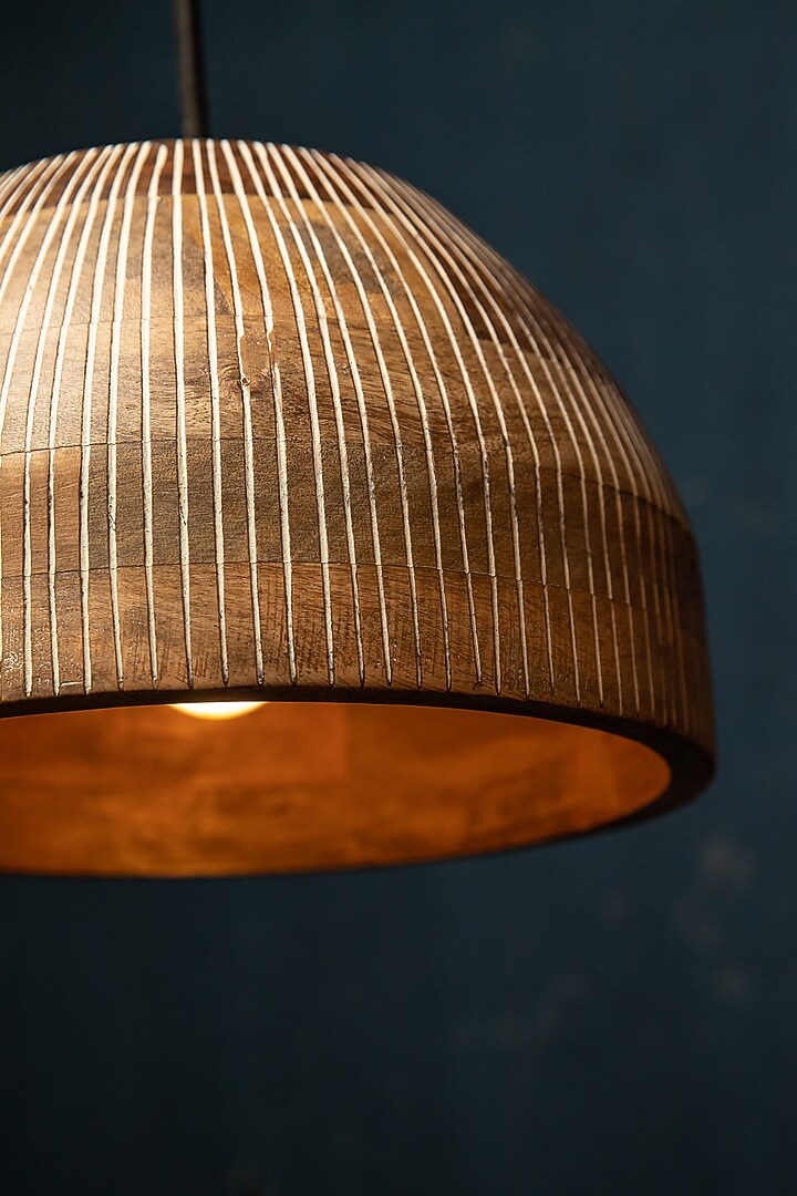 Natural Mango Wood Hanging Lamp by Logam at Pernia's Pop Up Shop