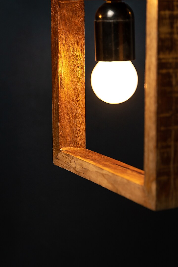 Natural Wood Square Hanging Lamp by Logam at Pernia's Pop Up Shop