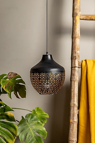 Matt black & Antique Brass Finished Hanging Light by Logam