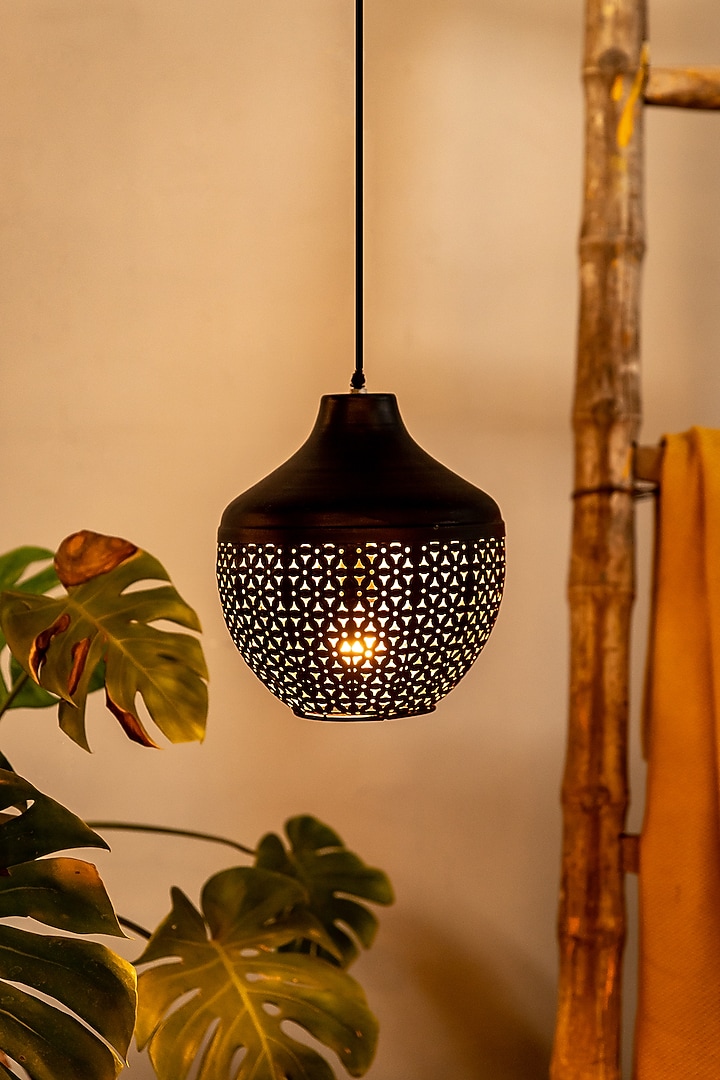 Matt black & Antique Brass Finished Hanging Light by Logam at Pernia's Pop Up Shop
