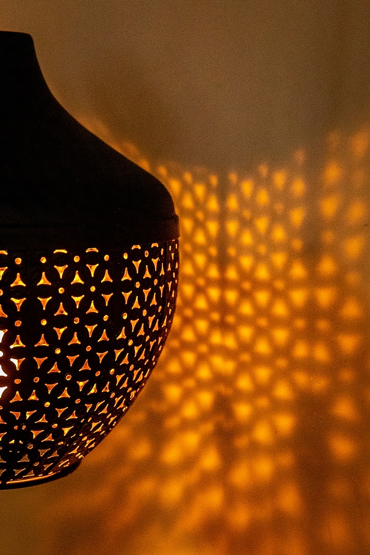 Matt black & Antique Brass Finished Hanging Light by Logam at Pernia's Pop Up Shop