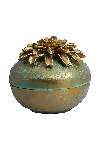 Mint Green and Antique Brass Storage Box by Logam