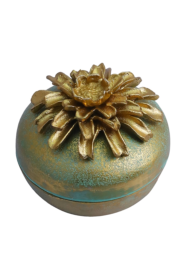 Mint Green and Antique Brass Storage Box by Logam at Pernia's Pop Up Shop
