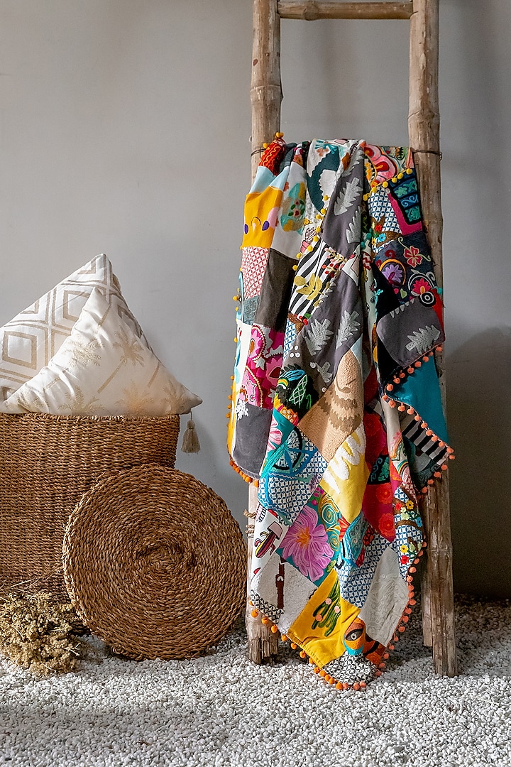 Multi-Colored Handcrafted Cotton Throw Blanket by Logam at Pernia's Pop Up Shop